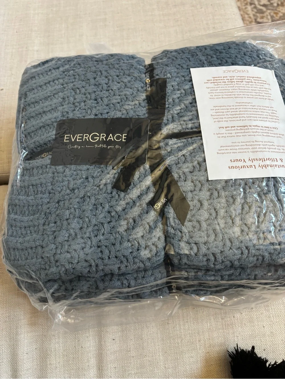 EverGrace Home Chunky Chenille Knit Throw Blanket Stormy Blue 60x80 Cozy SoftNWT